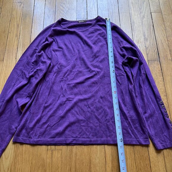 J. McLaughlin Size XL Purple Long Sleeve Button Cuff Crew Neck Sweater - Picture 4 of 11